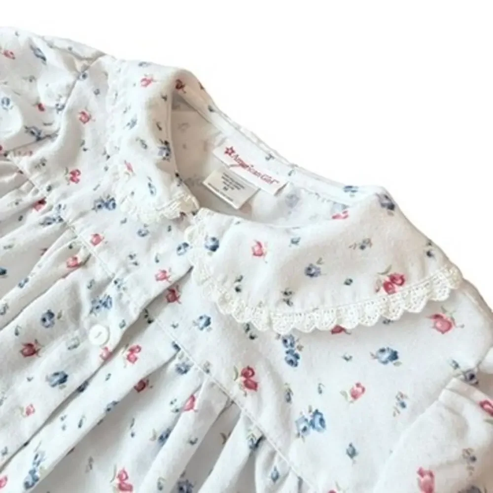 American Girl Emily Pajama Top for Girls M Retired White Floral Vintage 2006 Y2K